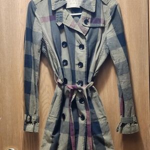 Burberry Women's Check Trench Coat - Black and Tan